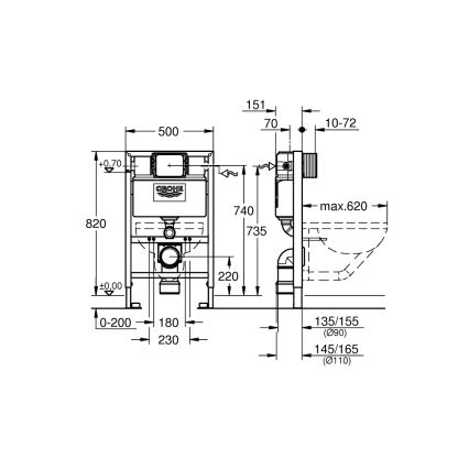 GROHE 38526000 - WC modul RAPID SL 0,82 m, bel