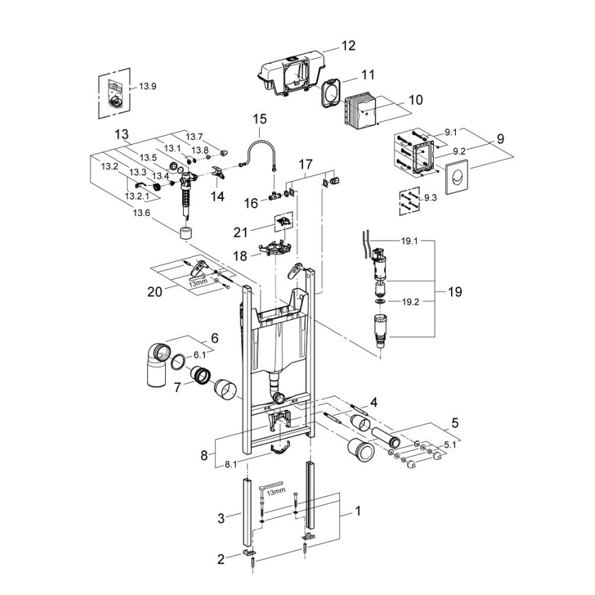 GROHE 3855800M - Stenski priključek RAPID SL 130-230 mm sijajni krom