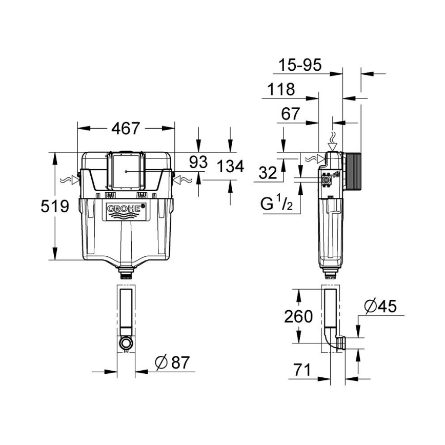 GROHE 38661000 - Splakovalna cisterna GD 2