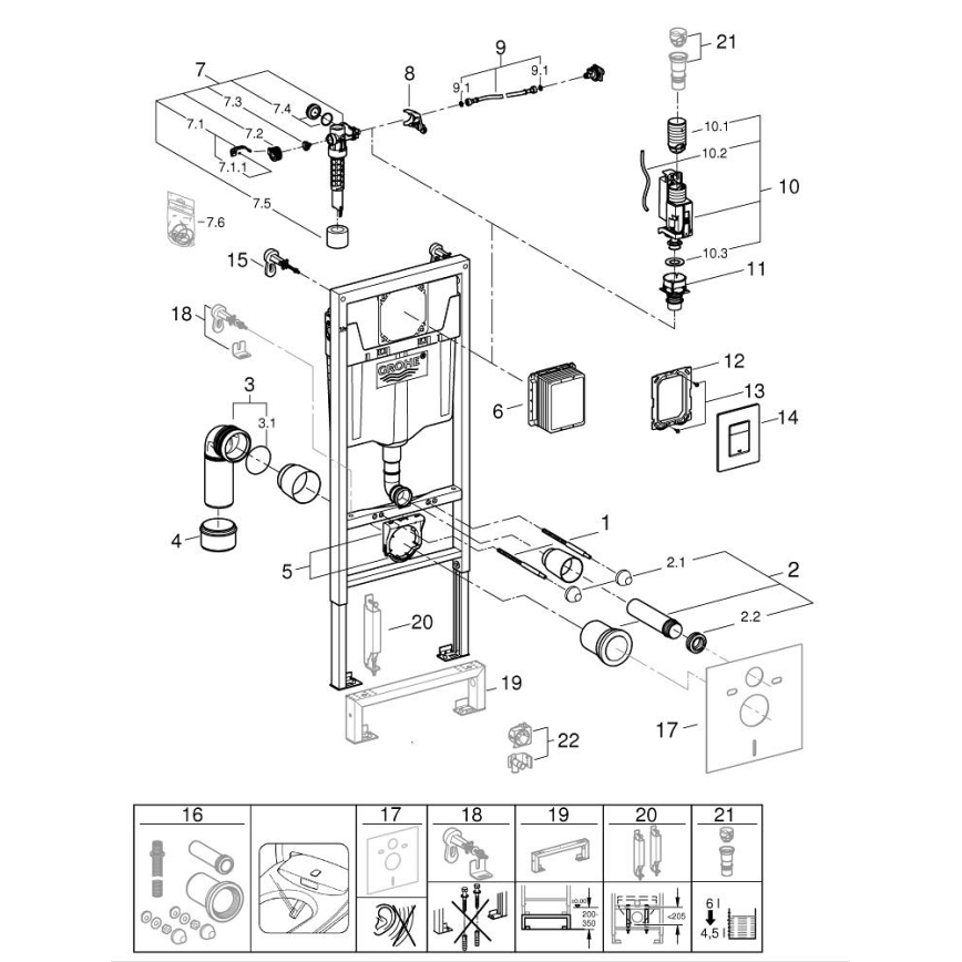 GROHE 38811KF0 - 3 v 1 komplet WC SOLIDO 1,13 m, črna