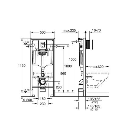 GROHE 38811KF0 - 3 v 1 komplet WC SOLIDO 1,13 m, črna