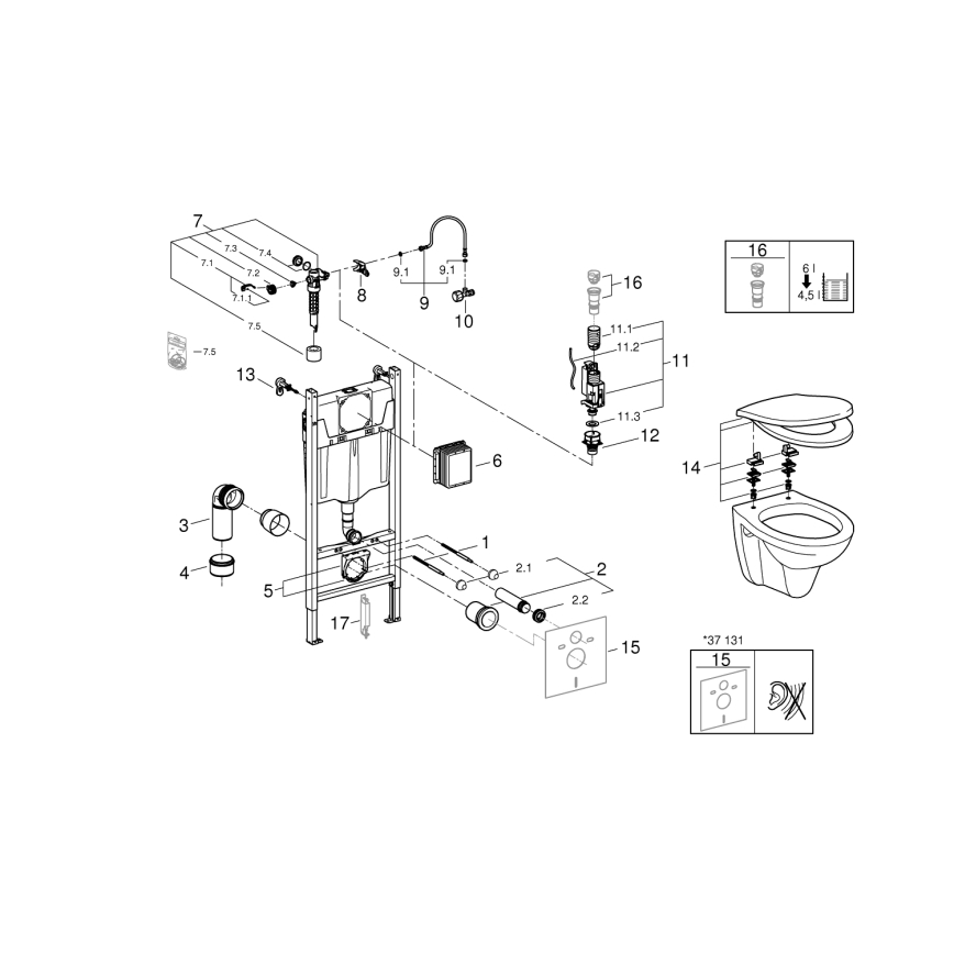 GROHE 39116000 - Komplet 4 v 1 s keramiko SOLIDO COMPACT 1,13 m