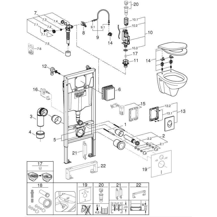 GROHE 39192000 - Komplet 4 v 1 SOLIDO 1,13 m trpežna bela