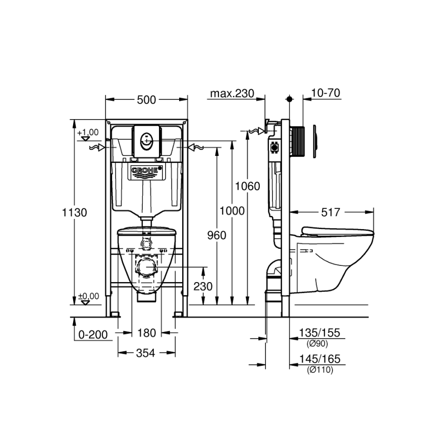 GROHE 39192000 - Komplet 4 v 1 SOLIDO 1,13 m trpežna bela