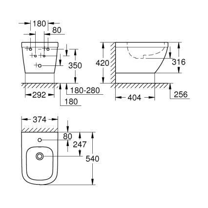 GROHE 39208000 - Stenski bide EURO CERAMIC 540 × 375 mm keramika/bela