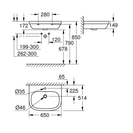 GROHE 39323000 - Umivalnik EURO CERAMIC 650 × 514 mm, keramika/bela