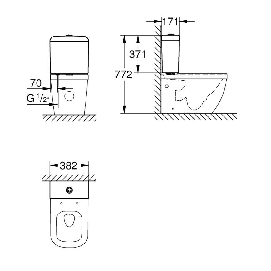 GROHE 39332000 - Splakovalna cisterna EURO CERAMIC 385 × 170 × 370 mm keramika/bela