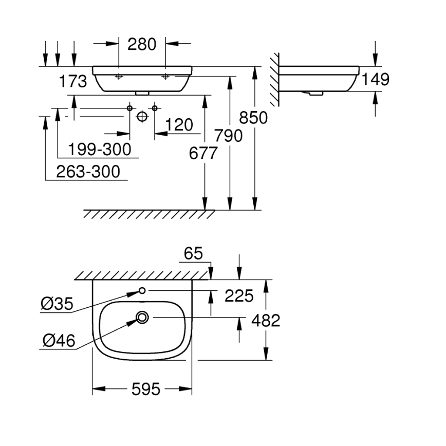 GROHE 39335000 - Umivalnik EURO CERAMIC 595 × 482 mm keramika/bela