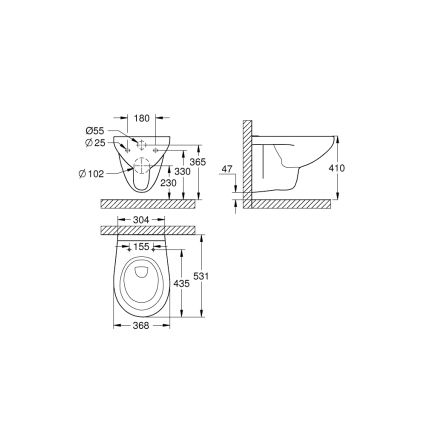 GROHE 39427000 - Viseča WC školjka BAU CERAMIC 368 x 531 mm keramika/bela