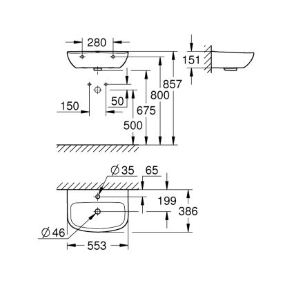 GROHE 39440000 - Umivalnik BAU CERAMIC 553 × 386 mm keramika/bela