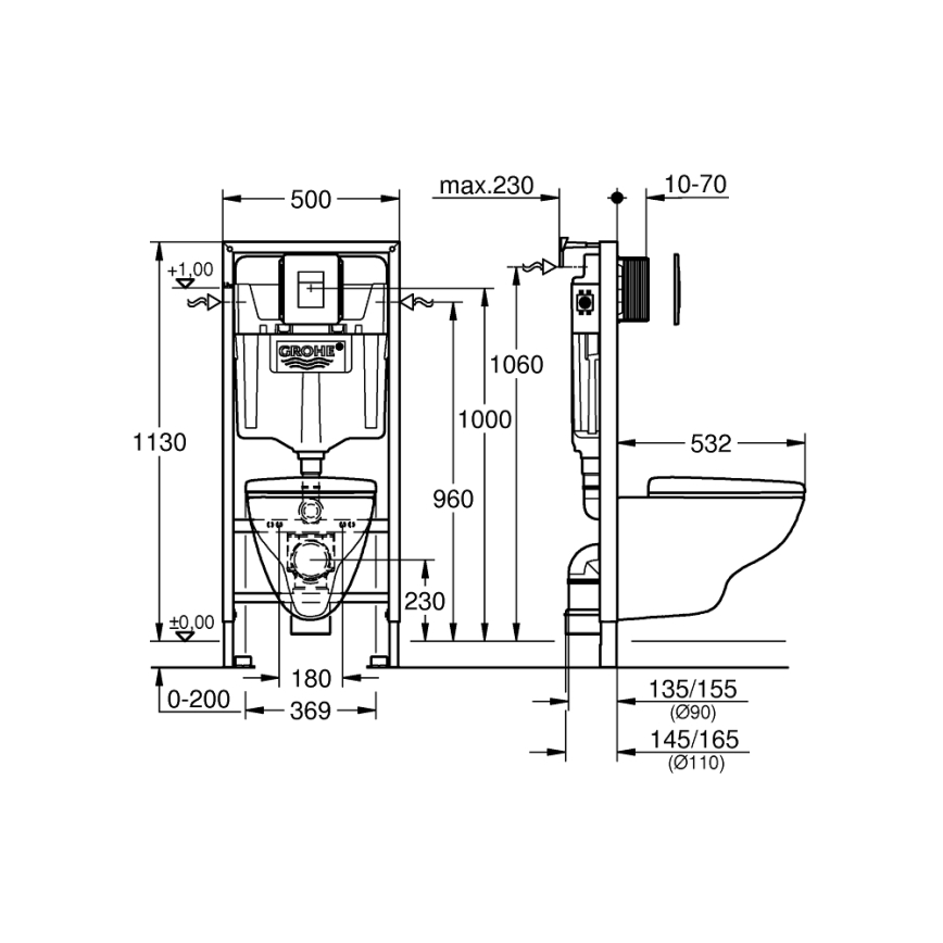 GROHE 39467000 - Komplet za WC SOLIDO 1,13 m keramika/bela