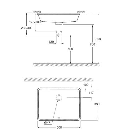 GROHE 3948000H - Umivalnik CUBE CERAMIC 492 × 370 mm keramika/bela