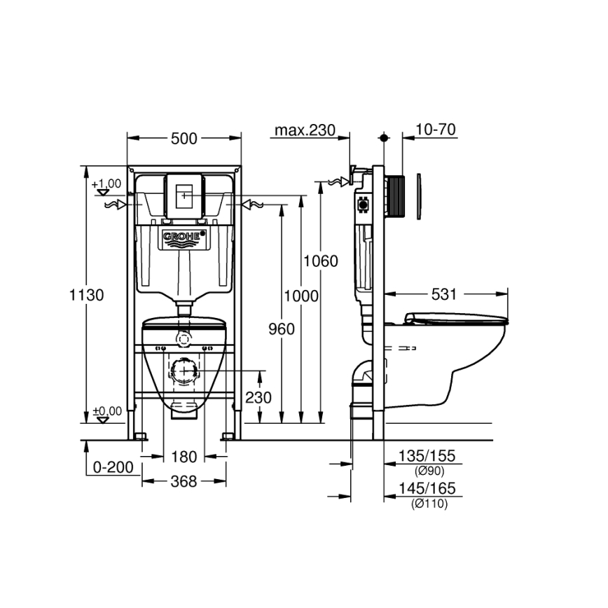 GROHE 39586000 - Komplet 5 v 1 SOLIDO 1,13 m keramika/bela