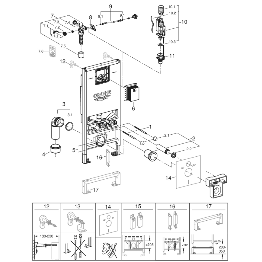 GROHE 39596000 - Modul za WC RAPID SLX 1130 mm, bel