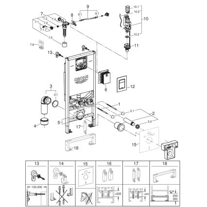 GROHE 39603000 - Komplet 3 v 1 WC RAPID SLX 1,13 m sijajni krom