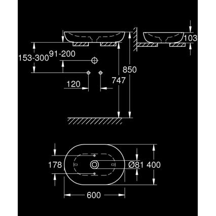 GROHE 3960800H - Umivalnik na pult ESSENCE 600 × 400 mm keramika/bela