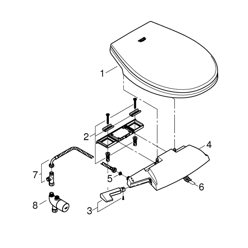 GROHE 39648SH0 - Ročni sedež za bide BAU CERAMIC v trdno beli barvi