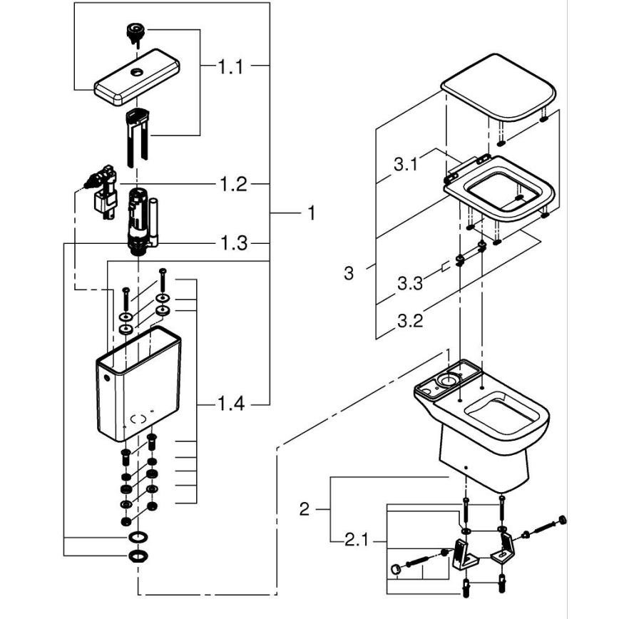 GROHE 39814000 - Kombiniran WC komplet START EDGE 825 × 557 × 384 mm keramika/duro-bela
