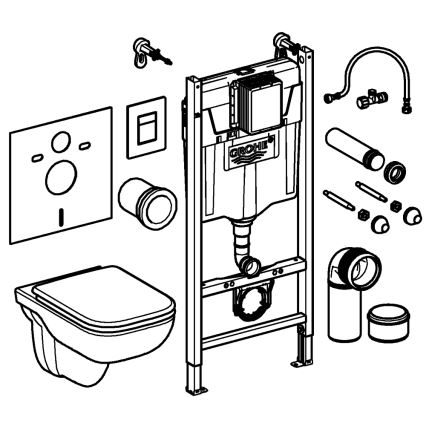 GROHE 39816000 - Komplet za WC SOLIDO COMPACT 1,13 m keramika/bela