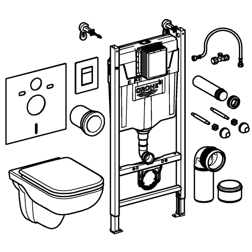 GROHE 39816000 - Komplet za WC SOLIDO COMPACT 1,13 m keramika/bela