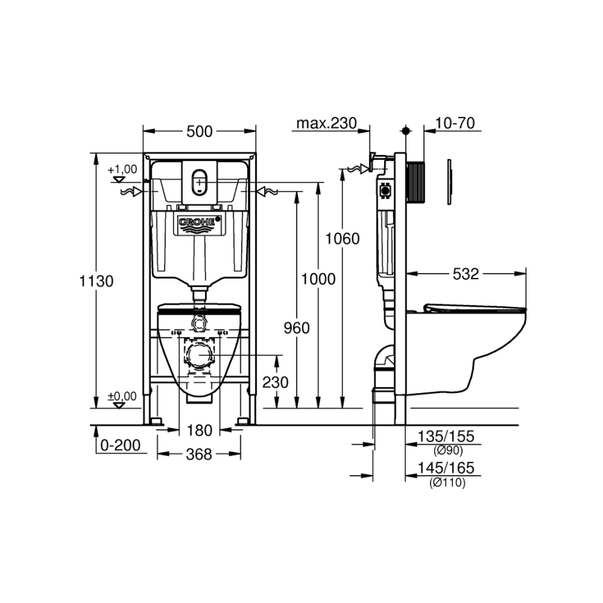 GROHE 39902000 - WC SOLIDO 230 x 500 x 1130 keramika/bela