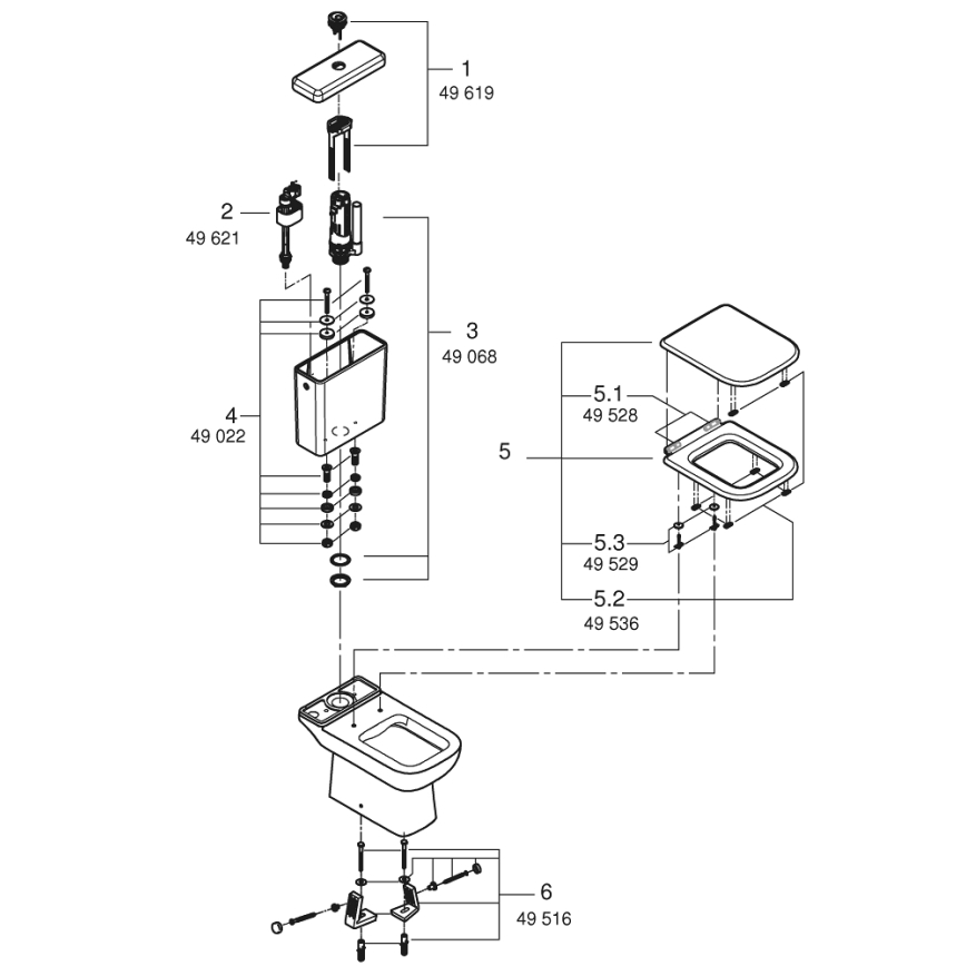 GROHE 39951000 - WC komplet START EDGE 384 × 668 mm keramika/bela