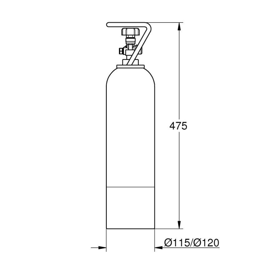 GROHE 40423000 - Začetni komplet: CO2 tlačna jeklenka GROHE BLUE 2 kg iz nerjavečega jekla