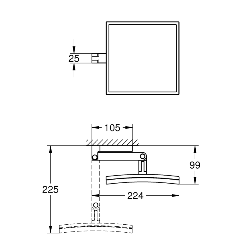 GROHE 40808000 - Kozmetično ogledalo SELECTION CUBE 22,3 × 22,3 cm poliran krom