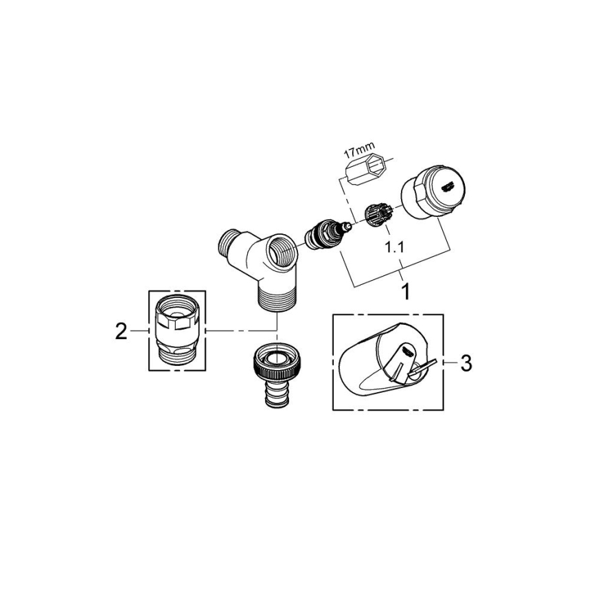 GROHE 41010000 - Priključni ventil EGGEMANN DN 15, sijajni krom