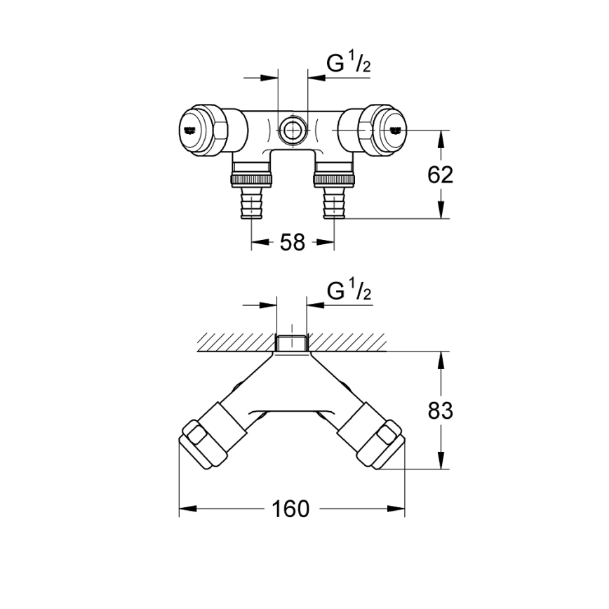 GROHE 41020000 - Dvojni ventil EGGEMANN 12” sijajni krom