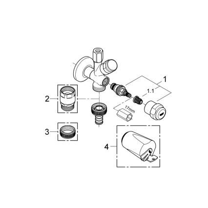 GROHE 41073000 - Kombi-kotni ventil WAS 12” × 38” sijajni krom