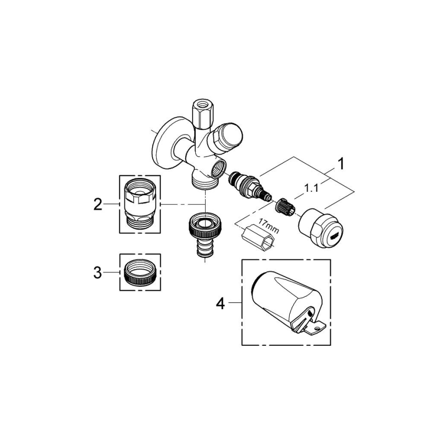 GROHE 41073000 - Kombi-kotni ventil WAS 12” × 38” sijajni krom