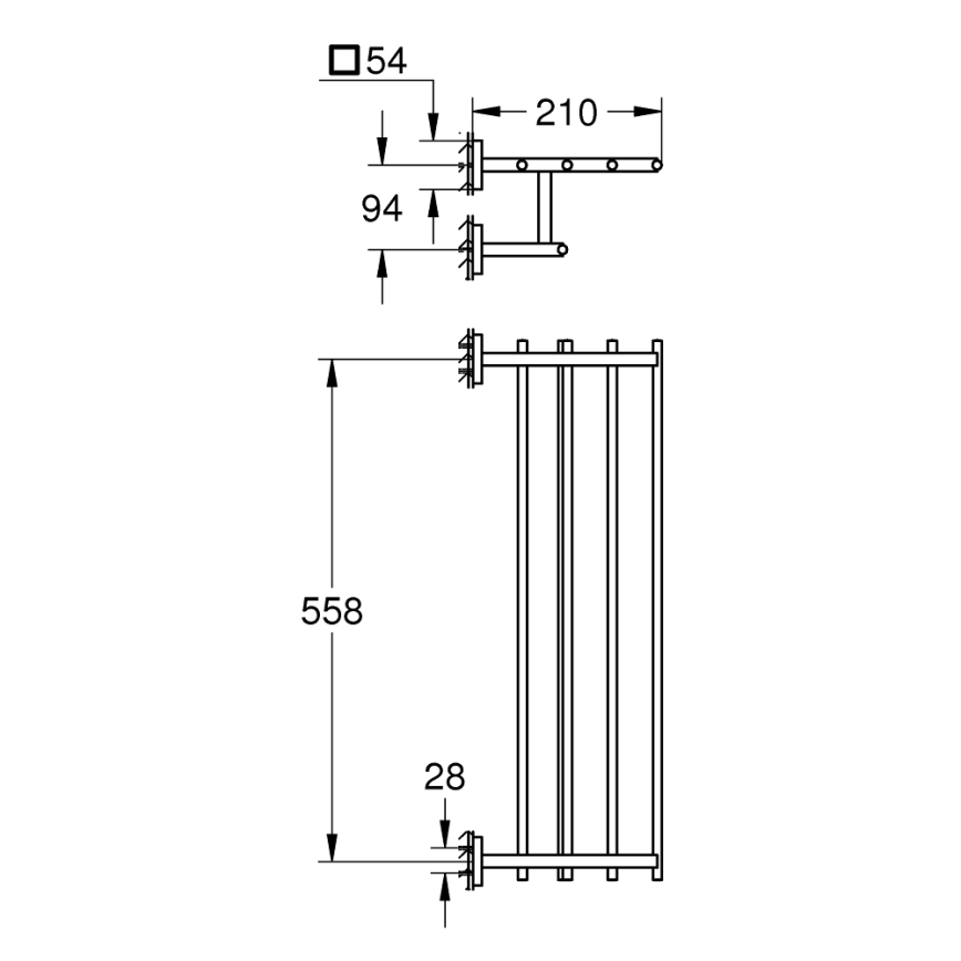 GROHE 41099000 - Večfunkcijsko držalo za brisače START CUBE 600 mm, poliran krom