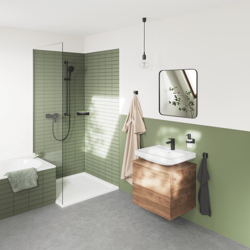 GROHE 411062430 - Kotna polica za tuš ESSENTIALS 250 × 250 mm črna