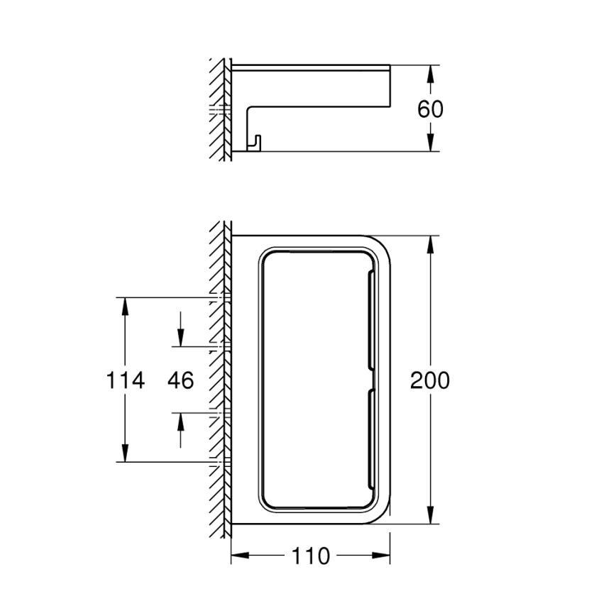 GROHE 411072430 - Polica za tuš START CUBE 200 mm, črna