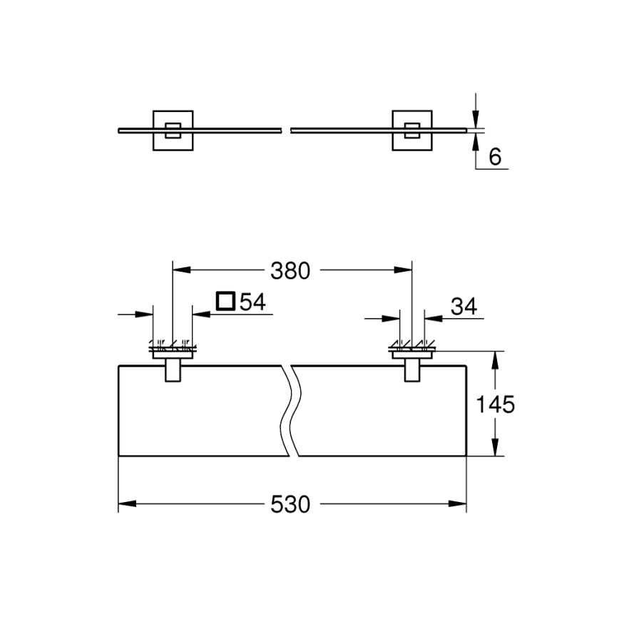 GROHE 41109000 - Steklena polica START CUBE 530 mm, sijajni krom