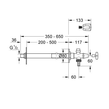 GROHE 41208000 - Zunanji stenski ventil EUROTEC DN 15, poliran krom