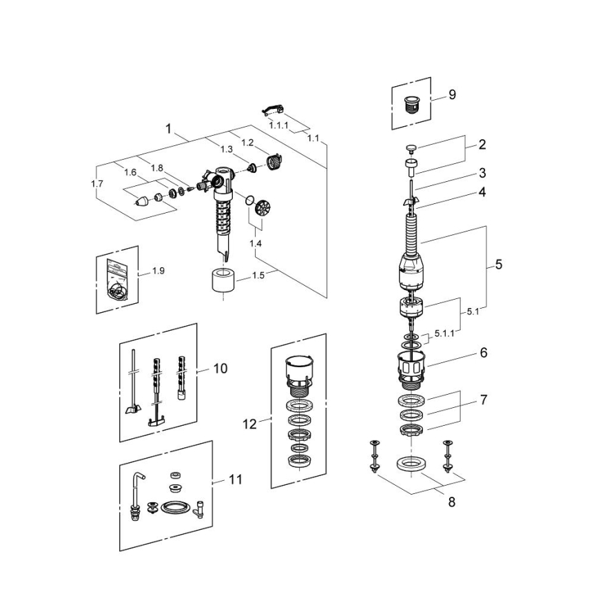 GROHE 43907PI0 - Zamenjalni komplet za keramični vodokotliček