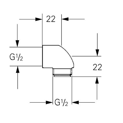GROHE 45304000 - Koleno za tuš DN 15 × DN 15, sijajni krom