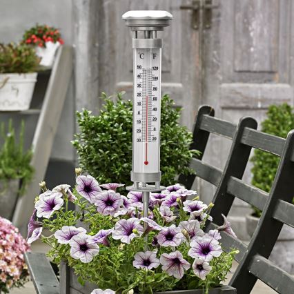 Grundig 89640 - LED solarna svetilka z merilcem temperature LED/1,2V 600 mAh IP44