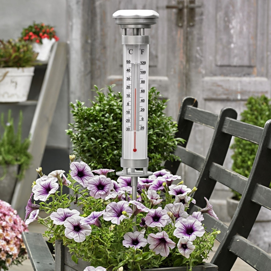 Grundig 89640 - LED solarna svetilka z merilcem temperature LED/1,2V 600 mAh IP44