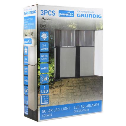 Grundig 90048 - SET 3x Solarna svetilka LED/5,5x28cm