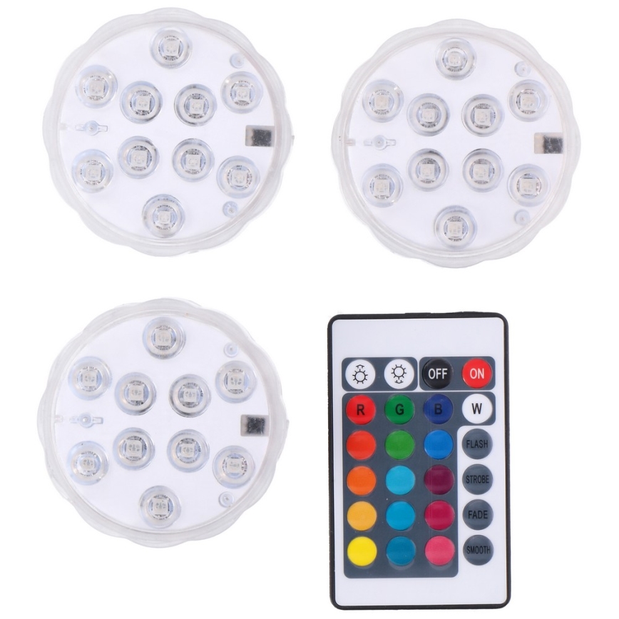 Grundig - KOMPLET 3x LED RGB Zunanja vgradna svetilka 3xLED/9xAAA IP65