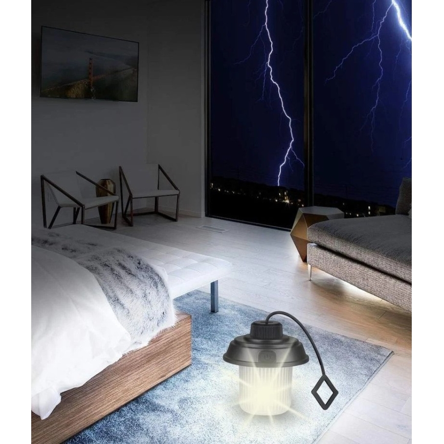 Grundig - LED kamping svetilka LED/3xAA 3000/4500/6000K IP44 črna