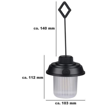 Grundig - LED kamping svetilka LED/3xAA 3000/4500/6000K IP44 črna