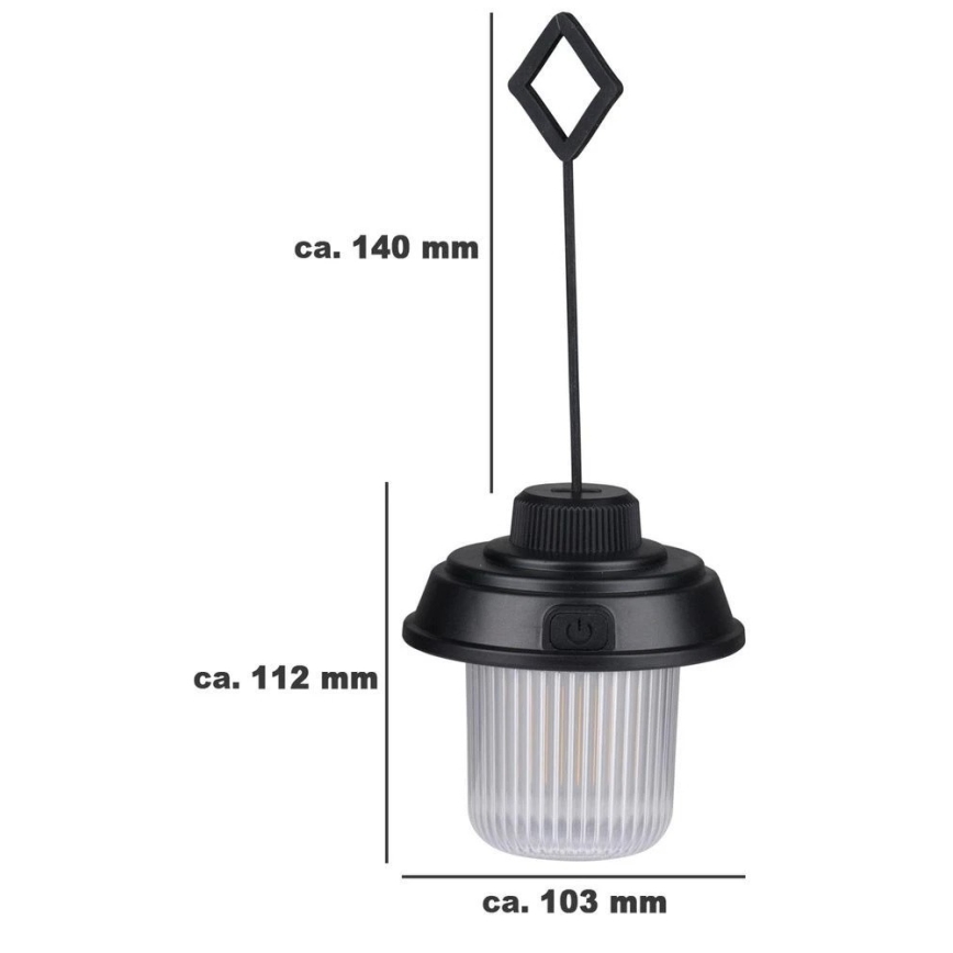 Grundig - LED kamping svetilka LED/3xAA 3000/4500/6000K IP44 črna
