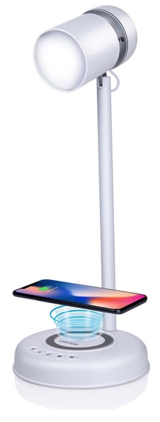 Grundig - LED namizna svetilka z brezžičnim polnjenjem in zvočnikom 3 v 1 LED/15W/5V