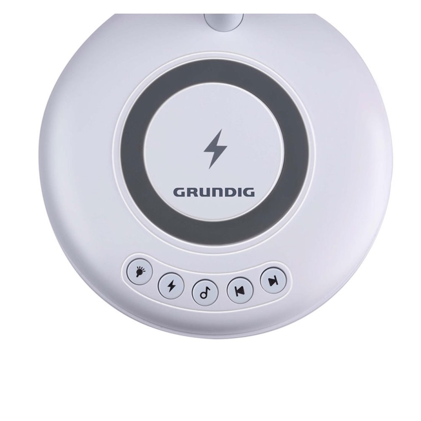 Grundig - LED namizna svetilka z brezžičnim polnjenjem in zvočnikom 3 v 1 LED/15W/5V