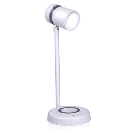 Grundig - LED namizna svetilka z brezžičnim polnjenjem in zvočnikom 3 v 1 LED/15W/5V