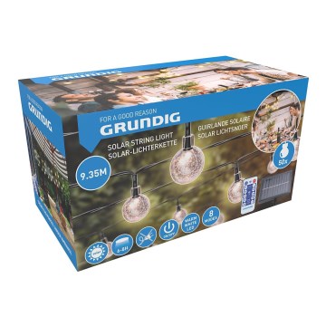 Grundig - LED nastavljiva solarna veriga 50xLED/8 funkcij 9,35 m topla bela 1200 mAh + daljinski upravljalnik